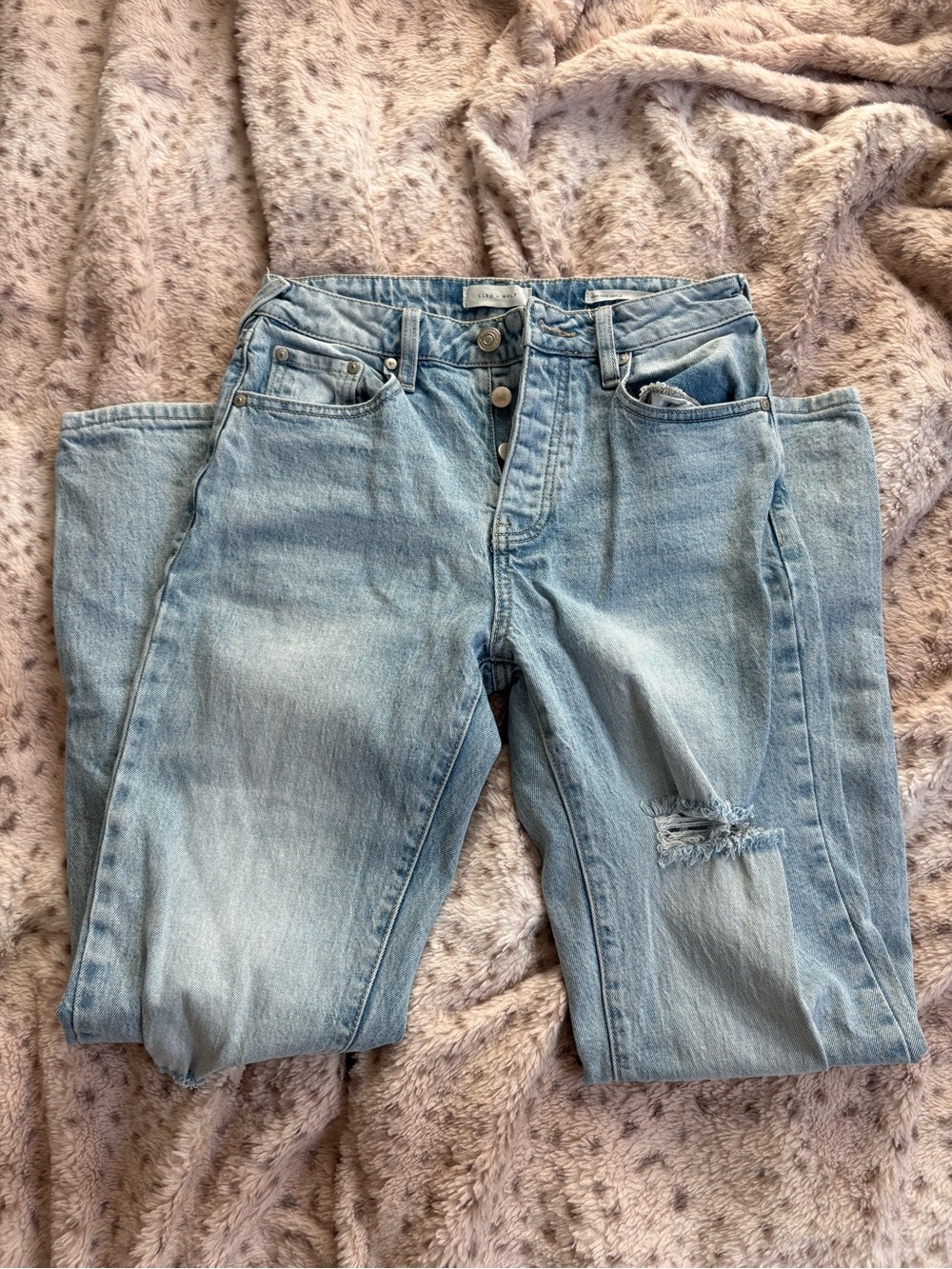cleo Light Blue Distressed Boyfriend Jeans